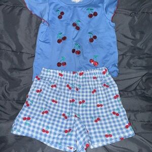 btween Blue Cherry Gingham Pajama Set